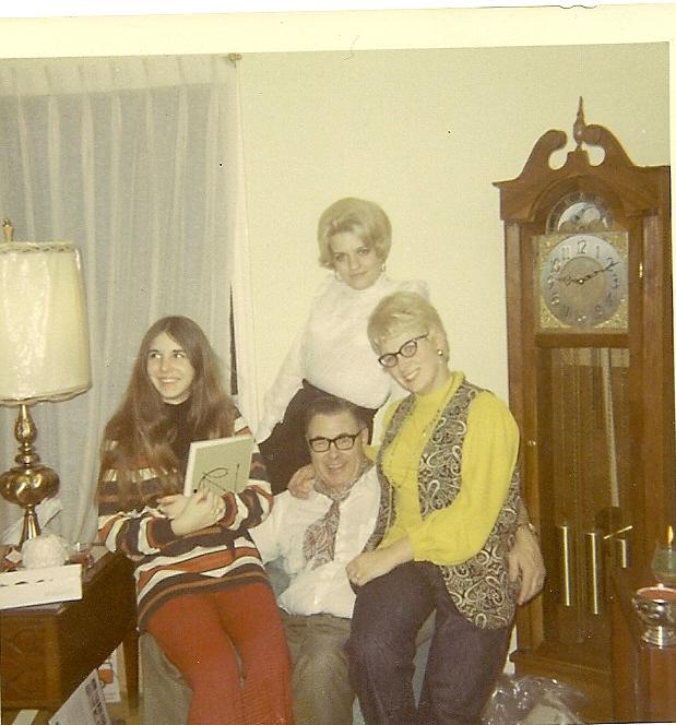 Mary, Karla, Gayle  with Carl and Grandfather clock he built.jpg